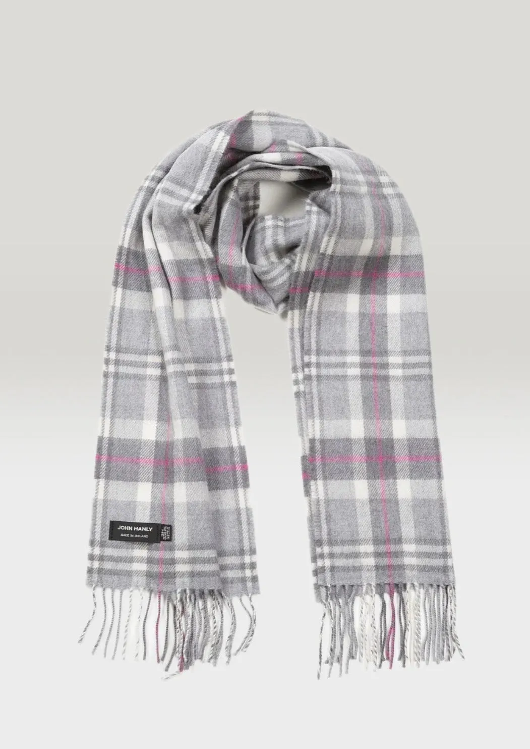 John Hanly Merino Scarf | Grey Pink