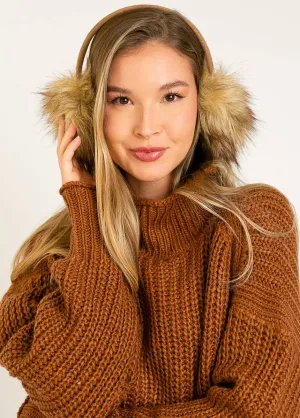 Joyfolie Ella ADULT SIZE Faux Fur Earmuffs in Brown