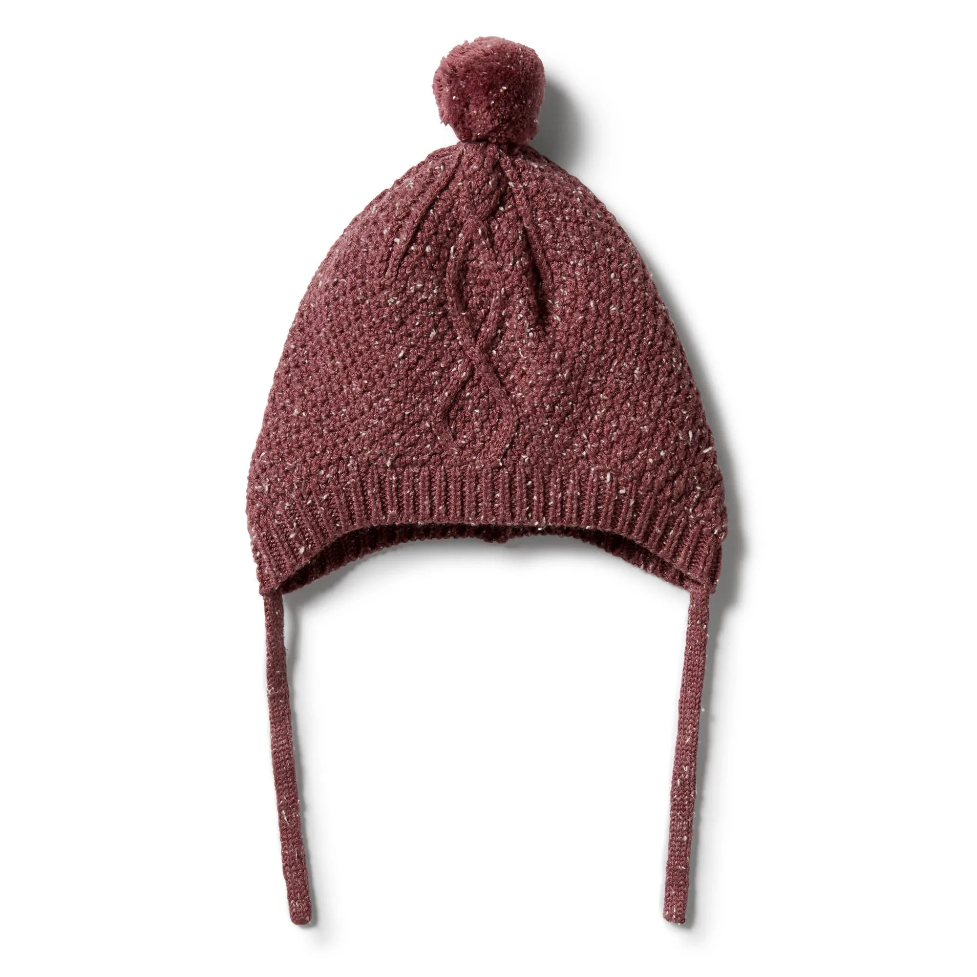 Knitted Cable Bonnet, Wild Ginger Fleck