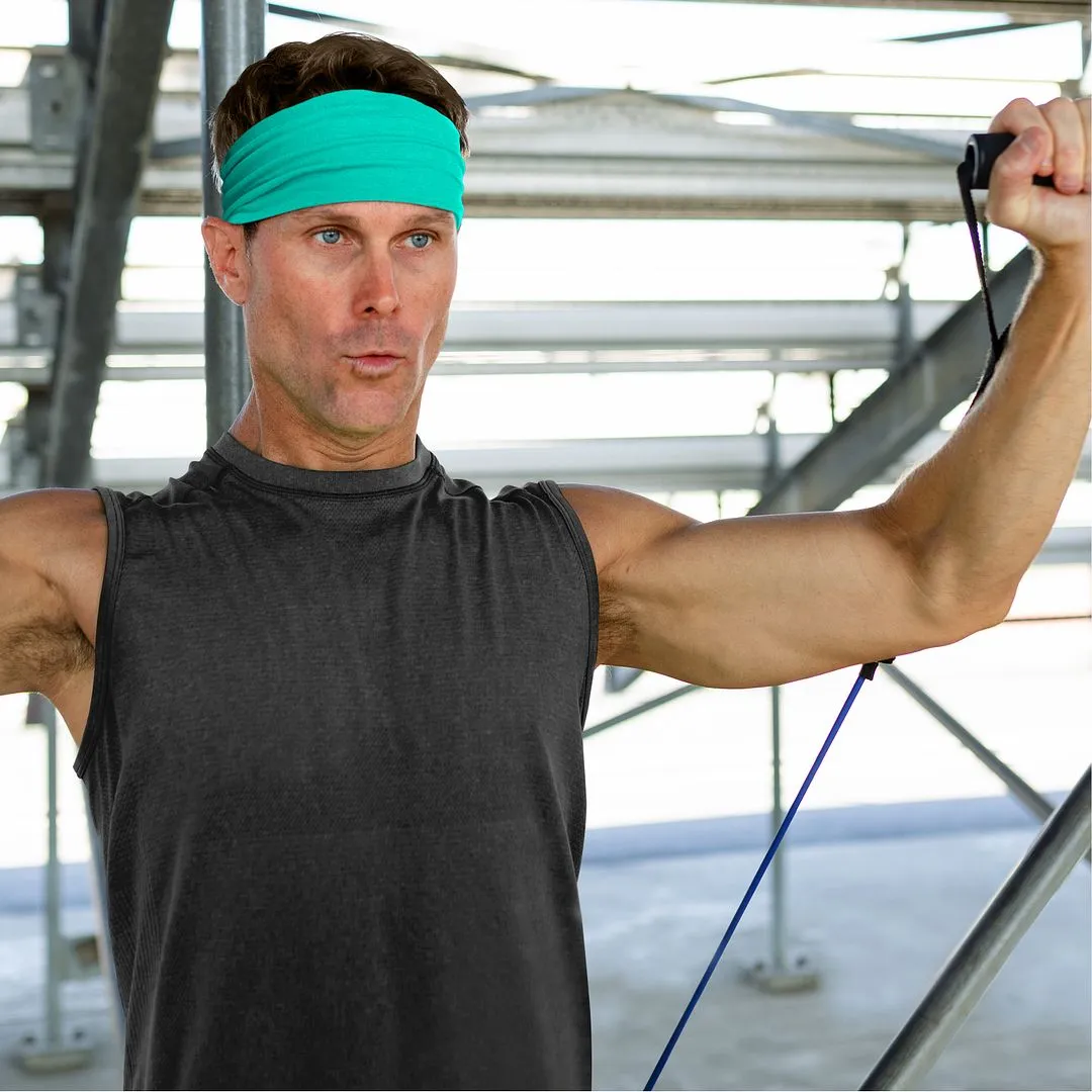 Men's Headbands Cotton Jersey 5" Wide Sports Fitness Yoga Made in the USA Jade