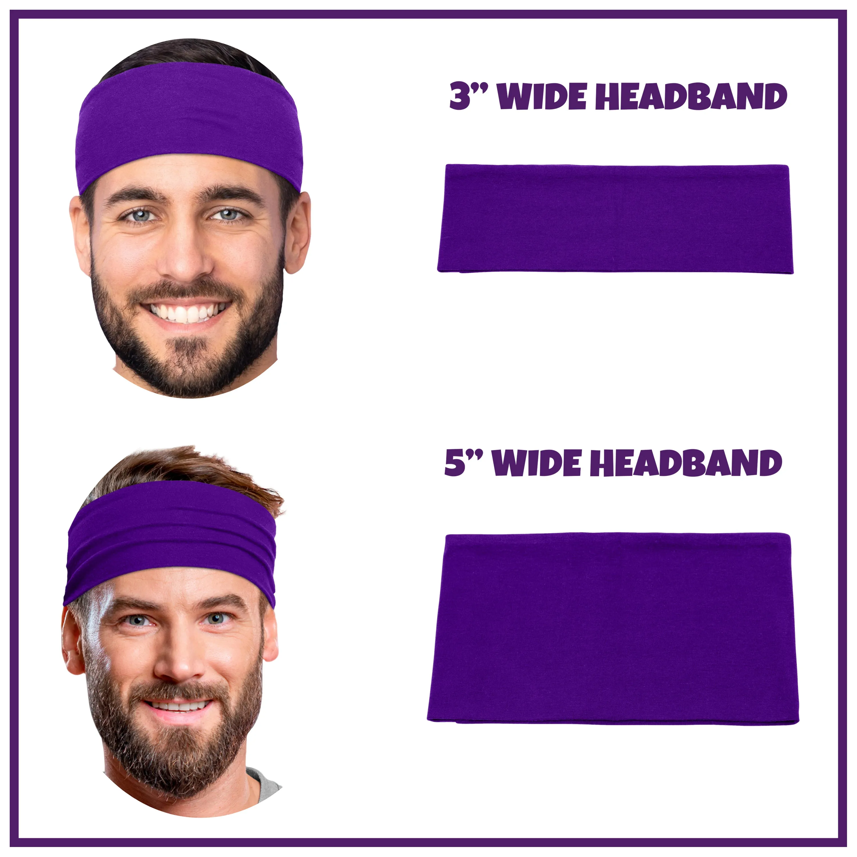 Men's Headbands Cotton Jersey 5" Wide Sports Fitness Yoga Made in the USA Plum