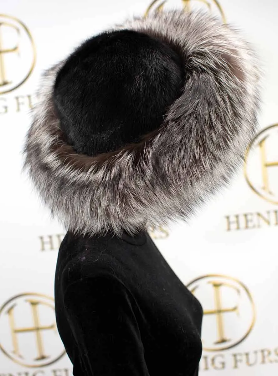 Mink Fur Hat with Fox Fur Trim