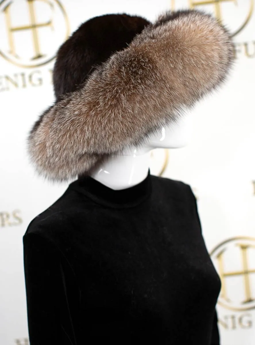 Mink Fur Hat with Fox Fur Trim