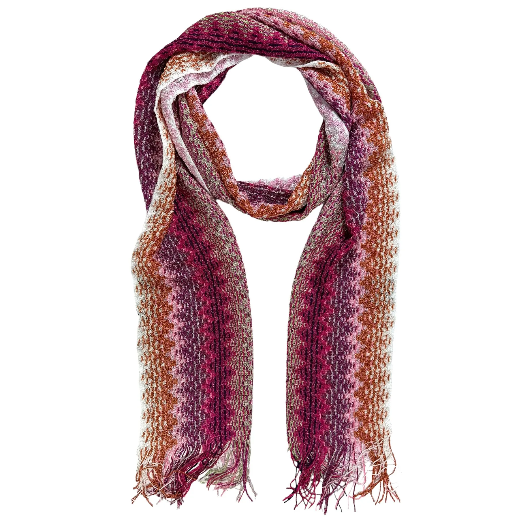 Missoni Scarf Rust Orange Pink Zig Zag Design - Designer Shawl FINAL SALE