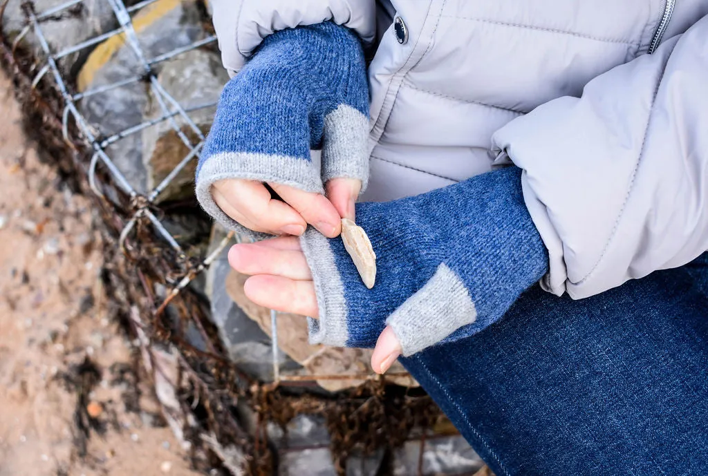 Mittens - Knitted fingerless mitts with contrast trims