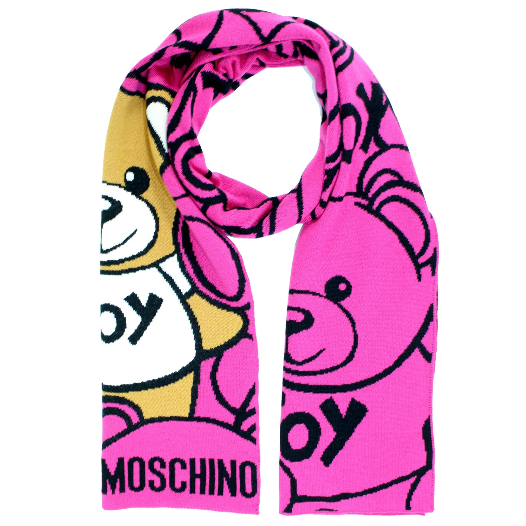 Moschino Wool Scarf Hot Pink Toy Teddy Bear FINAL SALE