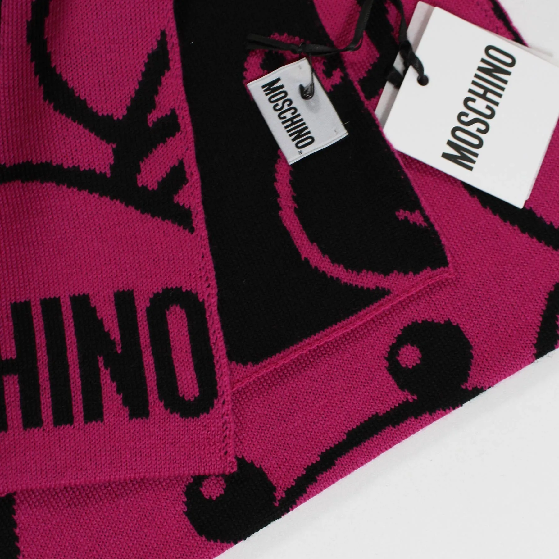 Moschino Wool Scarf Hot Pink Toy Teddy Bear FINAL SALE