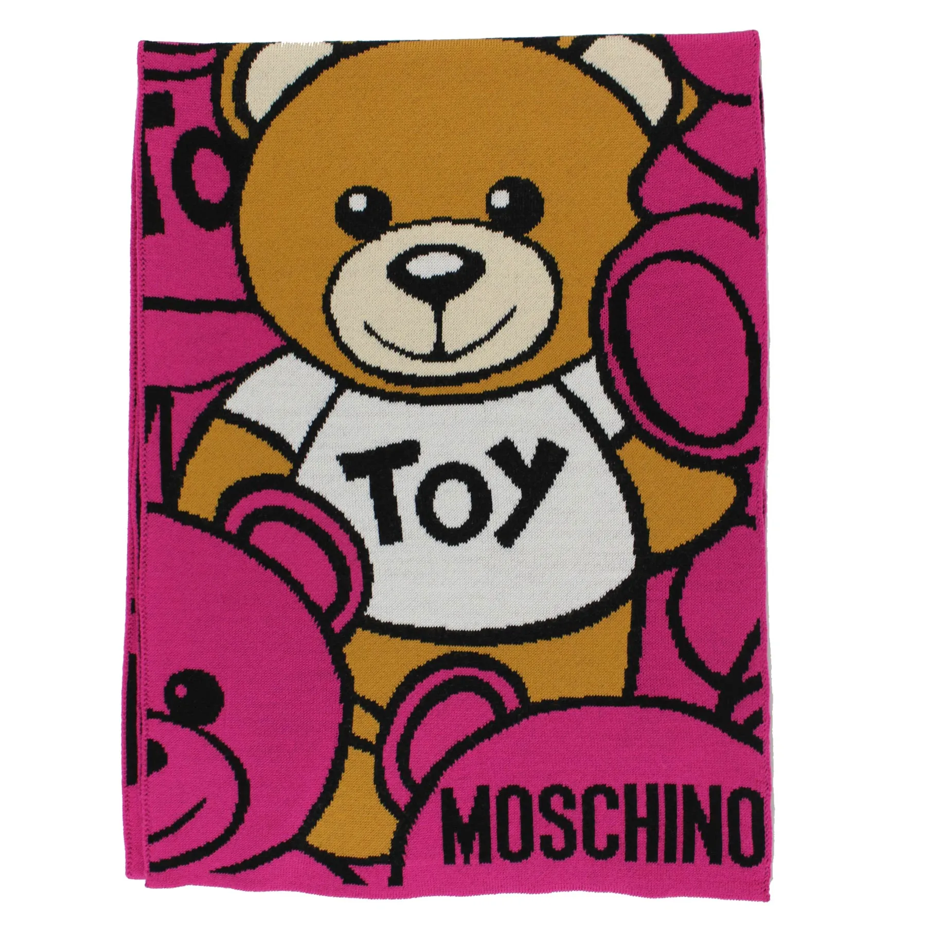 Moschino Wool Scarf Hot Pink Toy Teddy Bear FINAL SALE