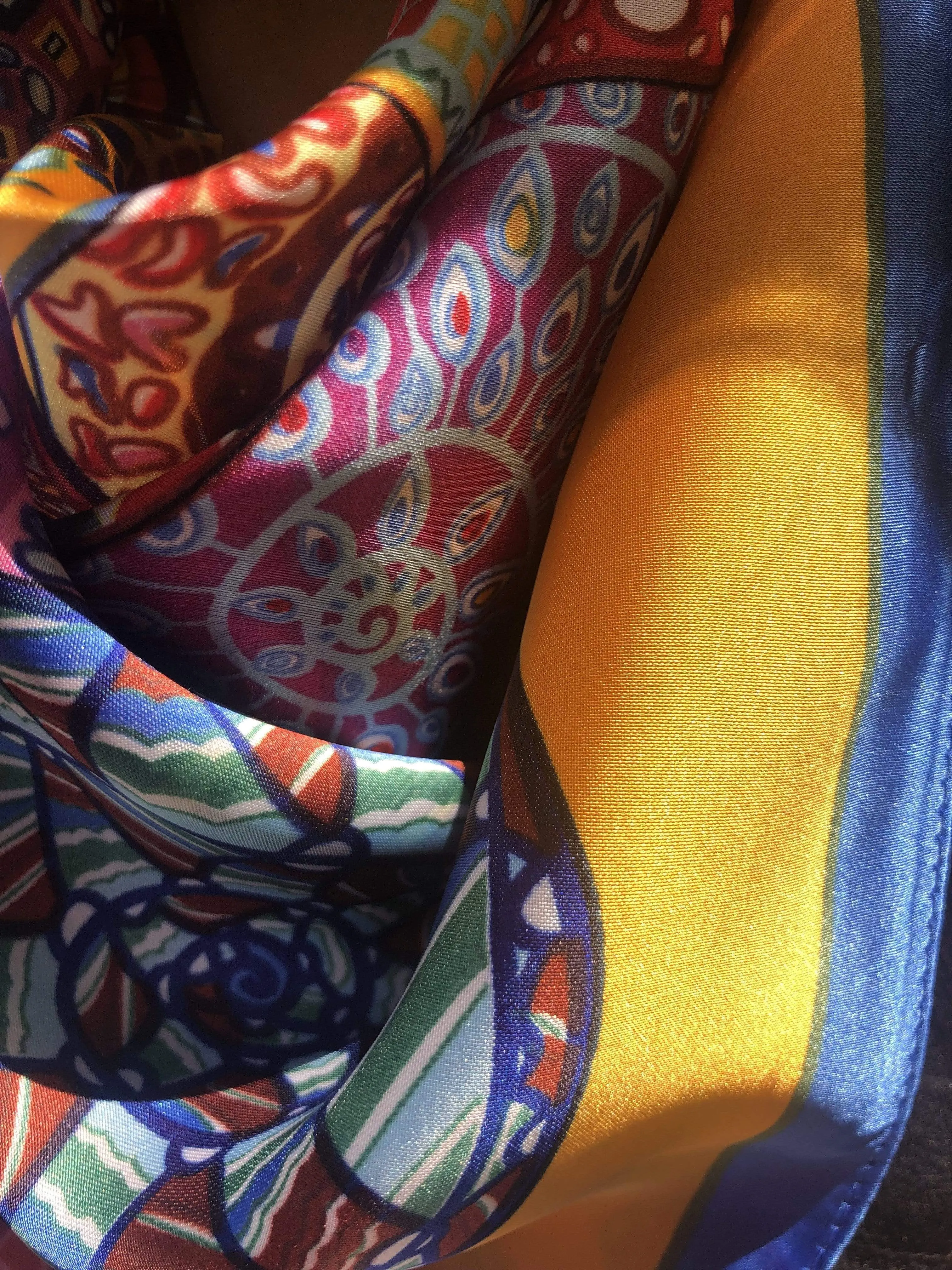 Multicoloured Scarf -Orange Blue - Square Scarf