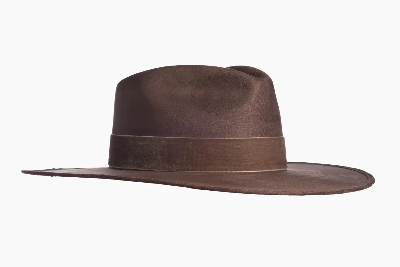 NEW!! The Luna Banded Suede Hat in Espresso Brown