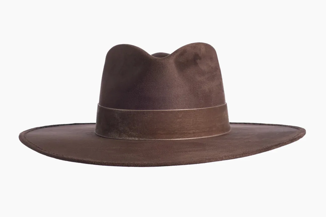 NEW!! The Luna Banded Suede Hat in Espresso Brown