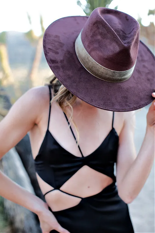 NEW!! The Luna Banded Suede Hat in Espresso Brown