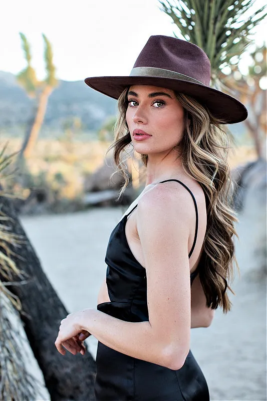 NEW!! The Luna Banded Suede Hat in Espresso Brown