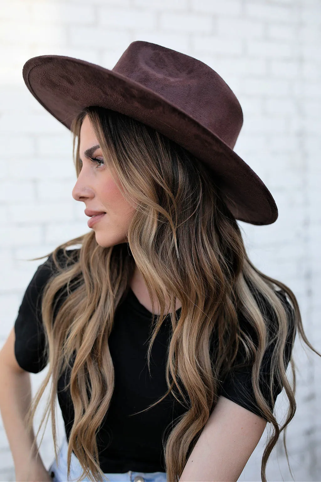 NEW!! The Luna Banded Suede Hat in Espresso Brown