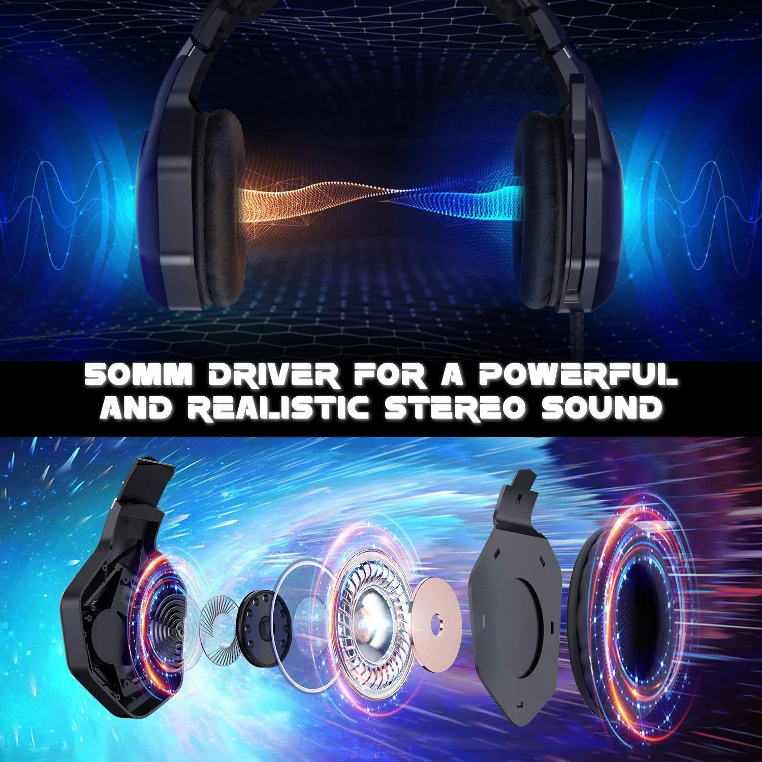 ONIKUMA K10 Pro Professional Wired Gaming Headset with RGB Backlight