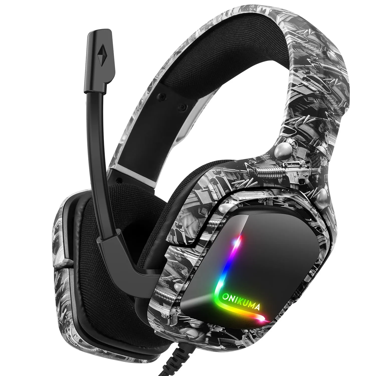 ONIKUMA K20 Wired Gaming Headsets With Microphone RGB Light