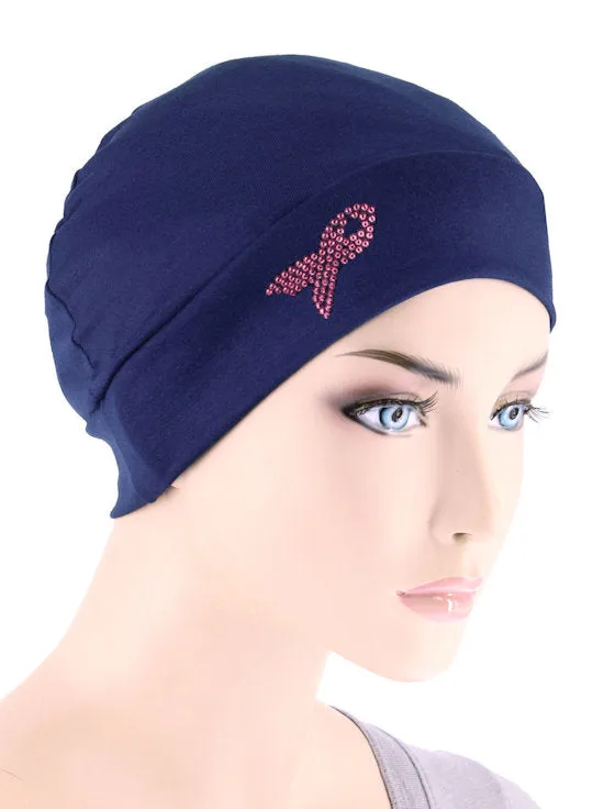 Pink Ribbon Essential Cap Navy Blue