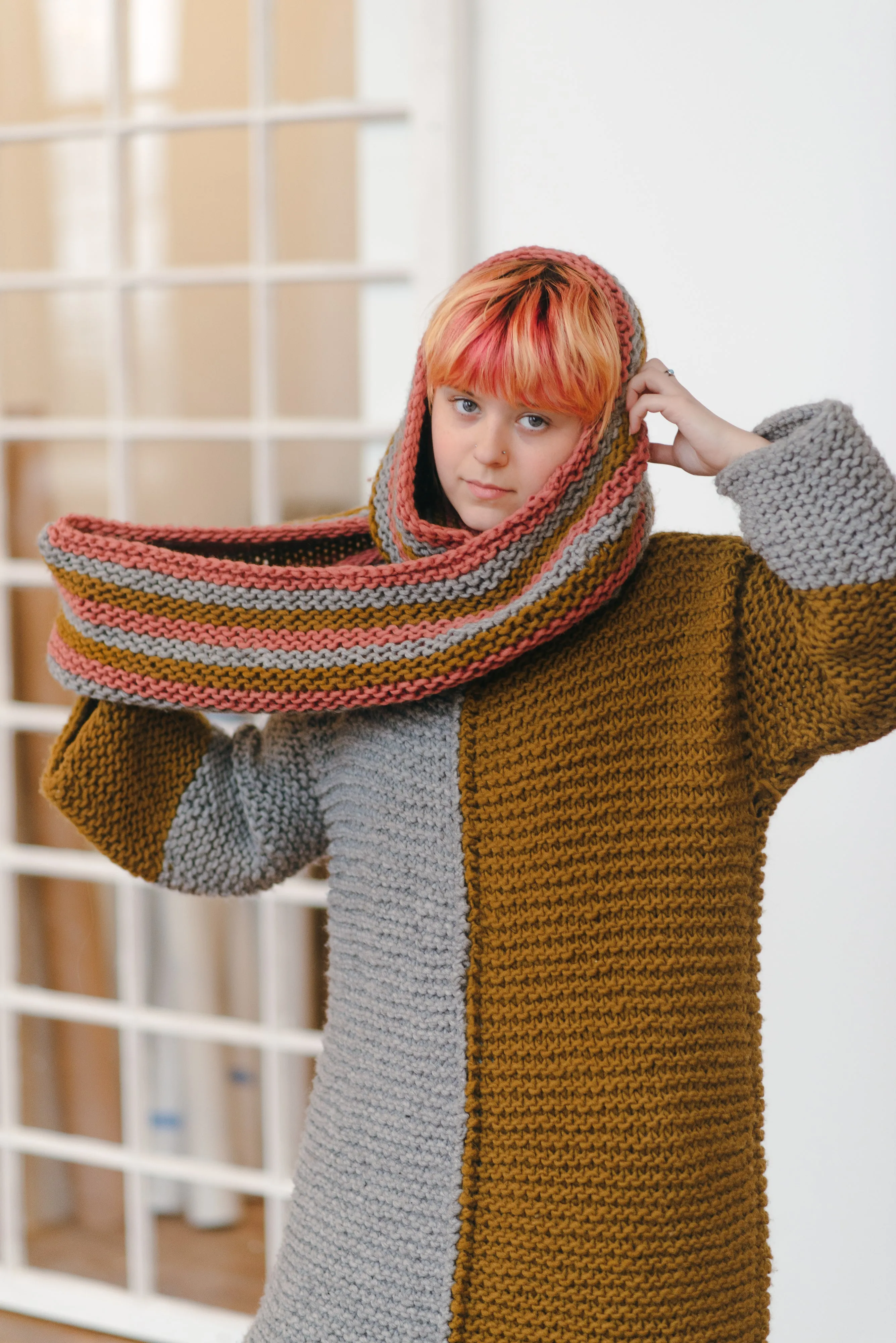 rectangle #5 / striped cowl