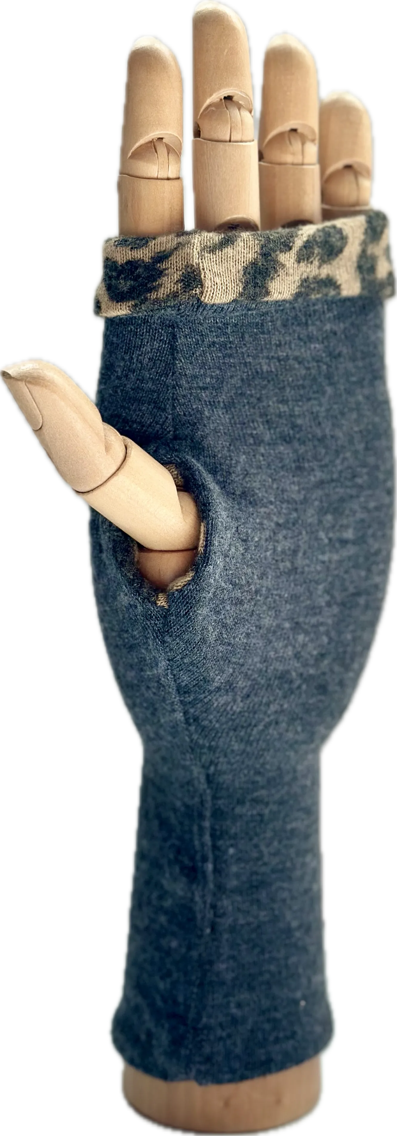 Reversible Fingerless Gloves in Soft Cashmere Feel Double Layer Sweater Jersey