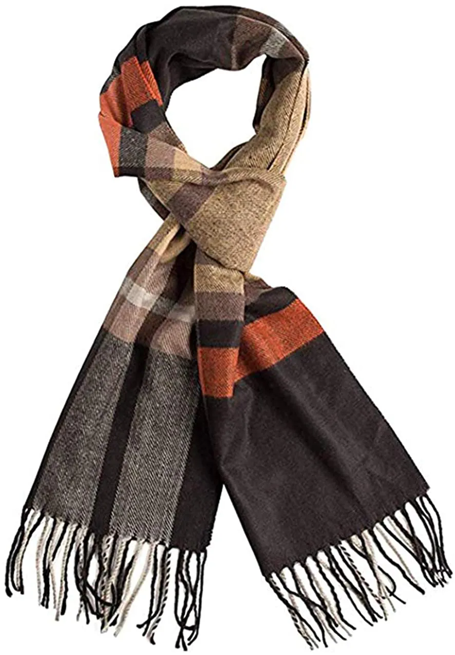 Runtlly Men'S Winter Scarf Soft Classic Cashmere Feel Scarves Unisex