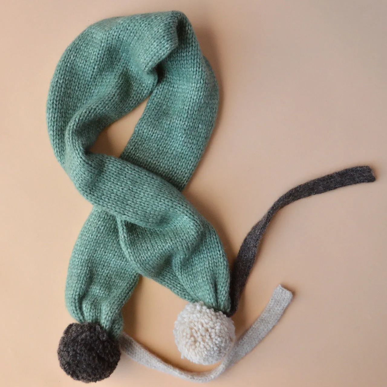 Sglefrio Pom Pom Scarf - Alpaca/Cotton/Merino - Jade (Child-Adult) *Last One!