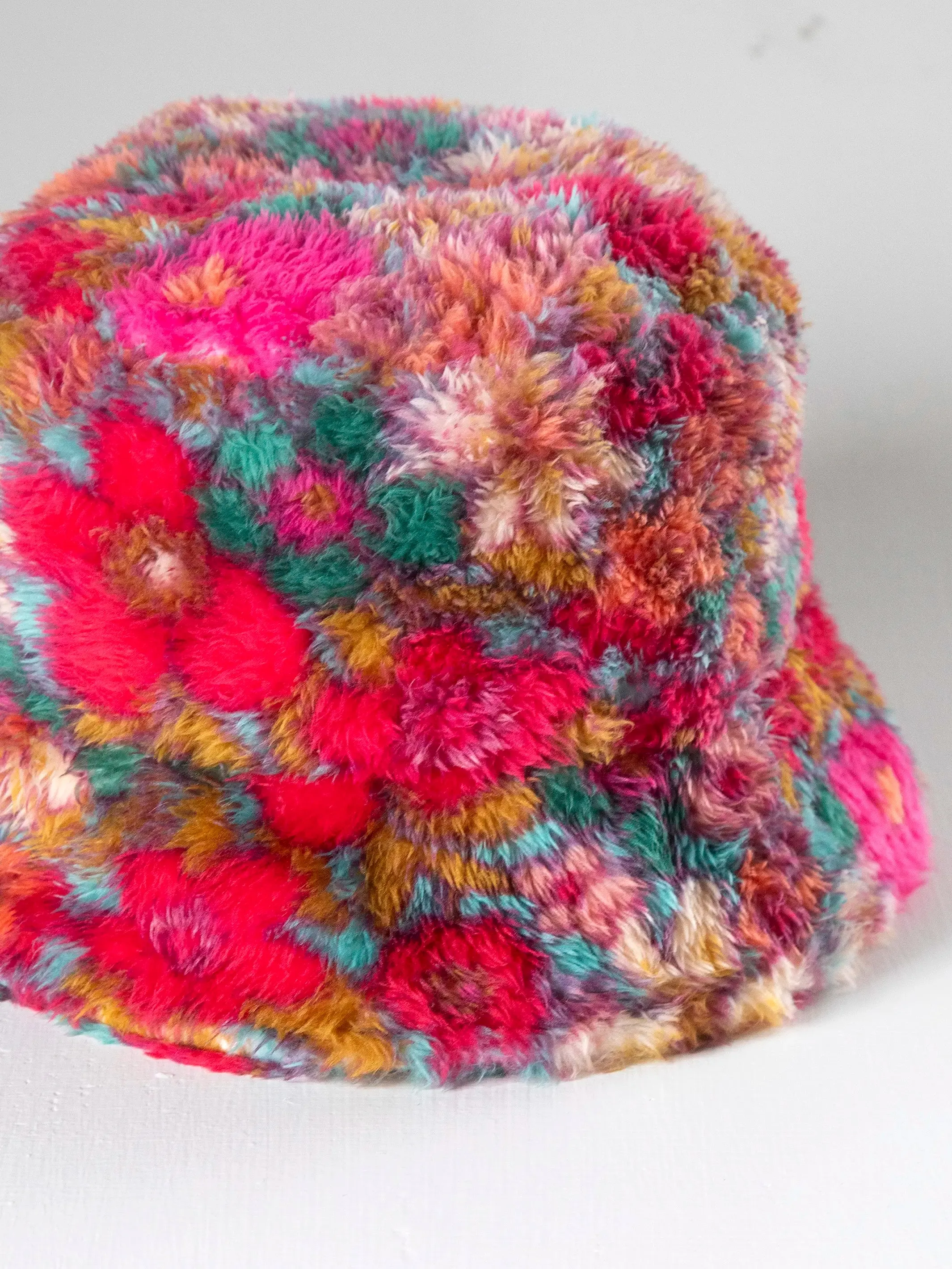 Sherpa Bucket Hat - Turquoise Pink Retro Floral