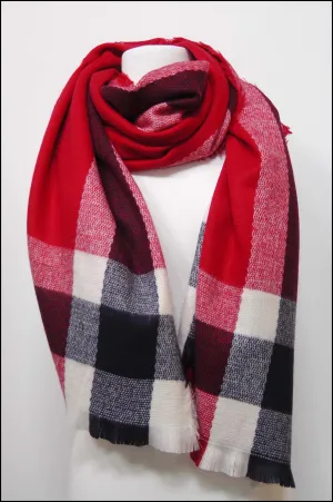 Striped  Plaid Oblong Scarf