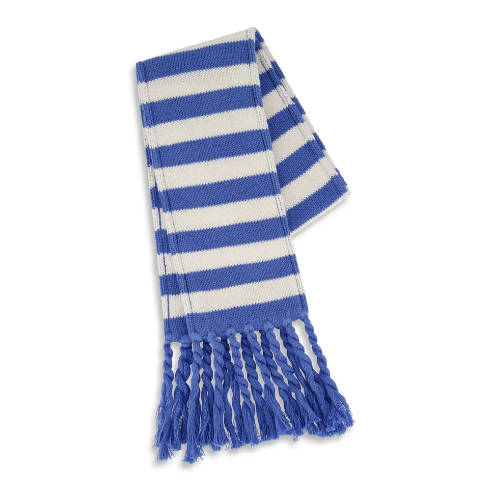 Striped Scarf -- Ivory/French Blue