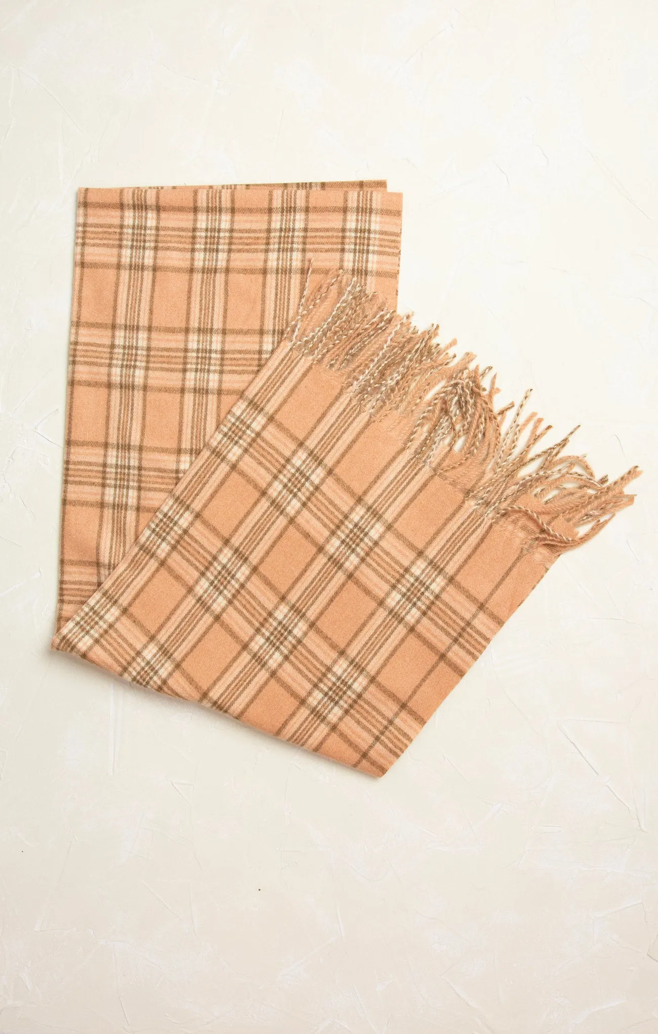 Suri Beige Tartan Plaid Scarf