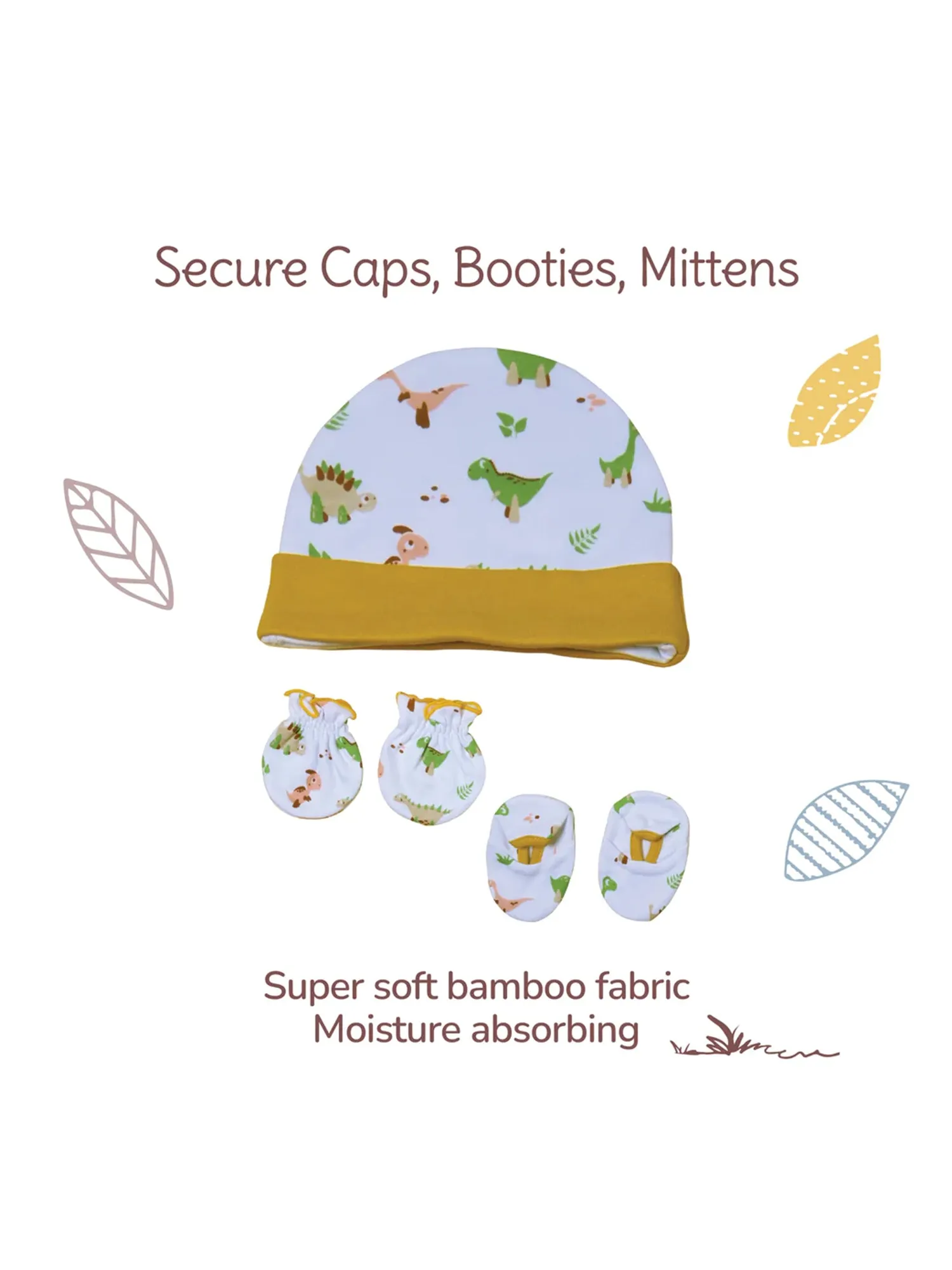 Tiny Lane Baby Onesies   Cap Booties Miten - Jolly Ride Onesies   Dino Cap | Booties | Mittens