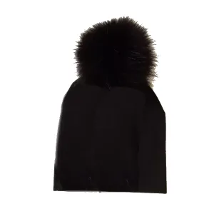 Tiny Trendsetter Pom Pom Beanie Hat - Black