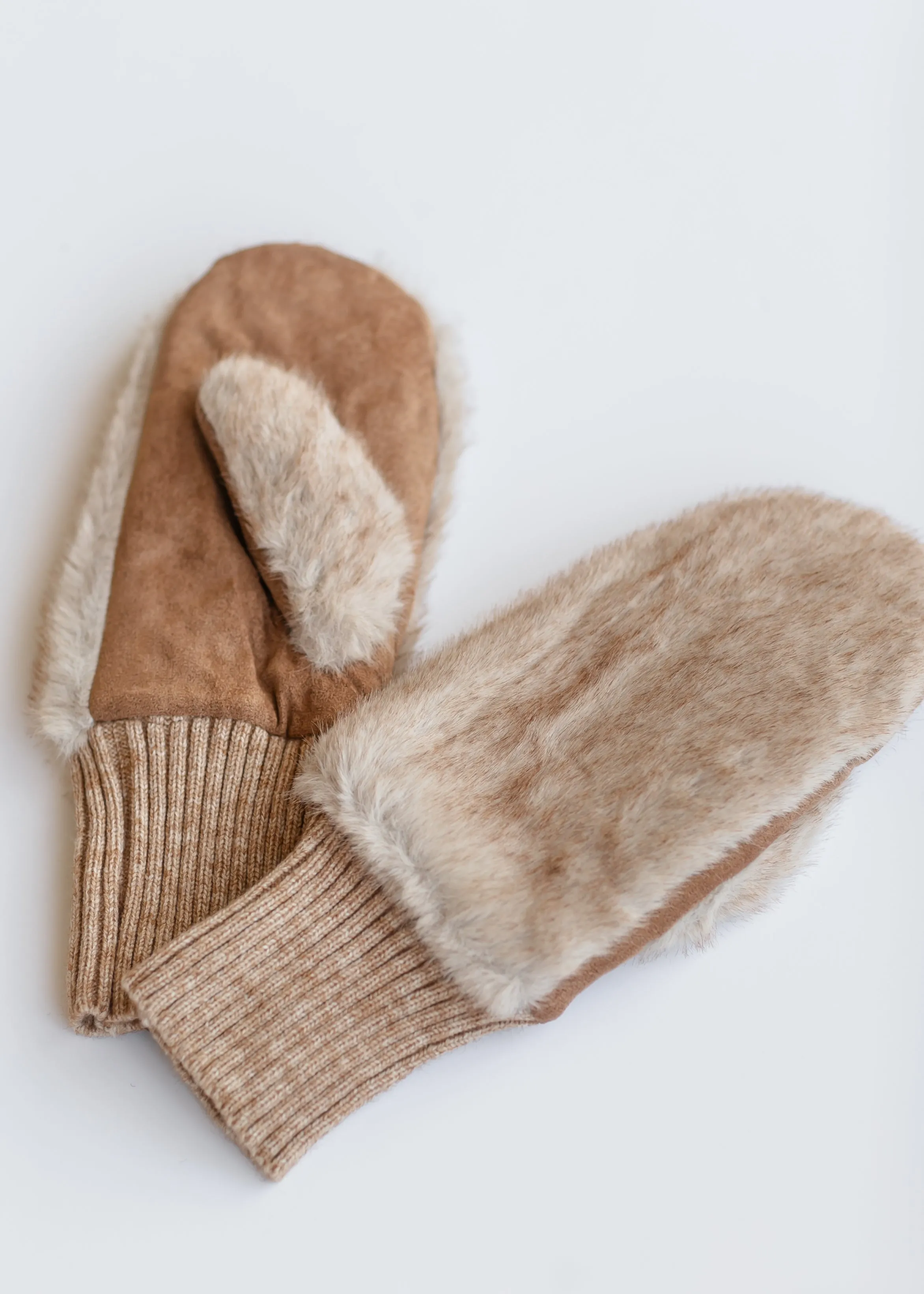 Two Tone Faux Fur Mittens