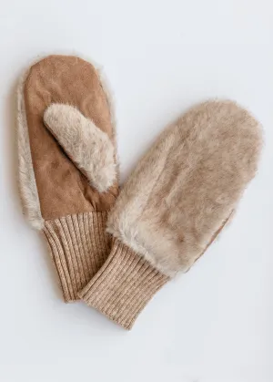 Two Tone Faux Fur Mittens