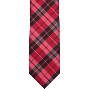 WF27 - Red/Black Large Plaid Standard Width Necktie