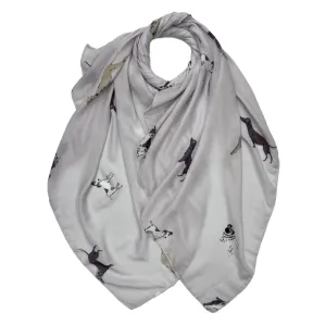 White Dog Print Scarf