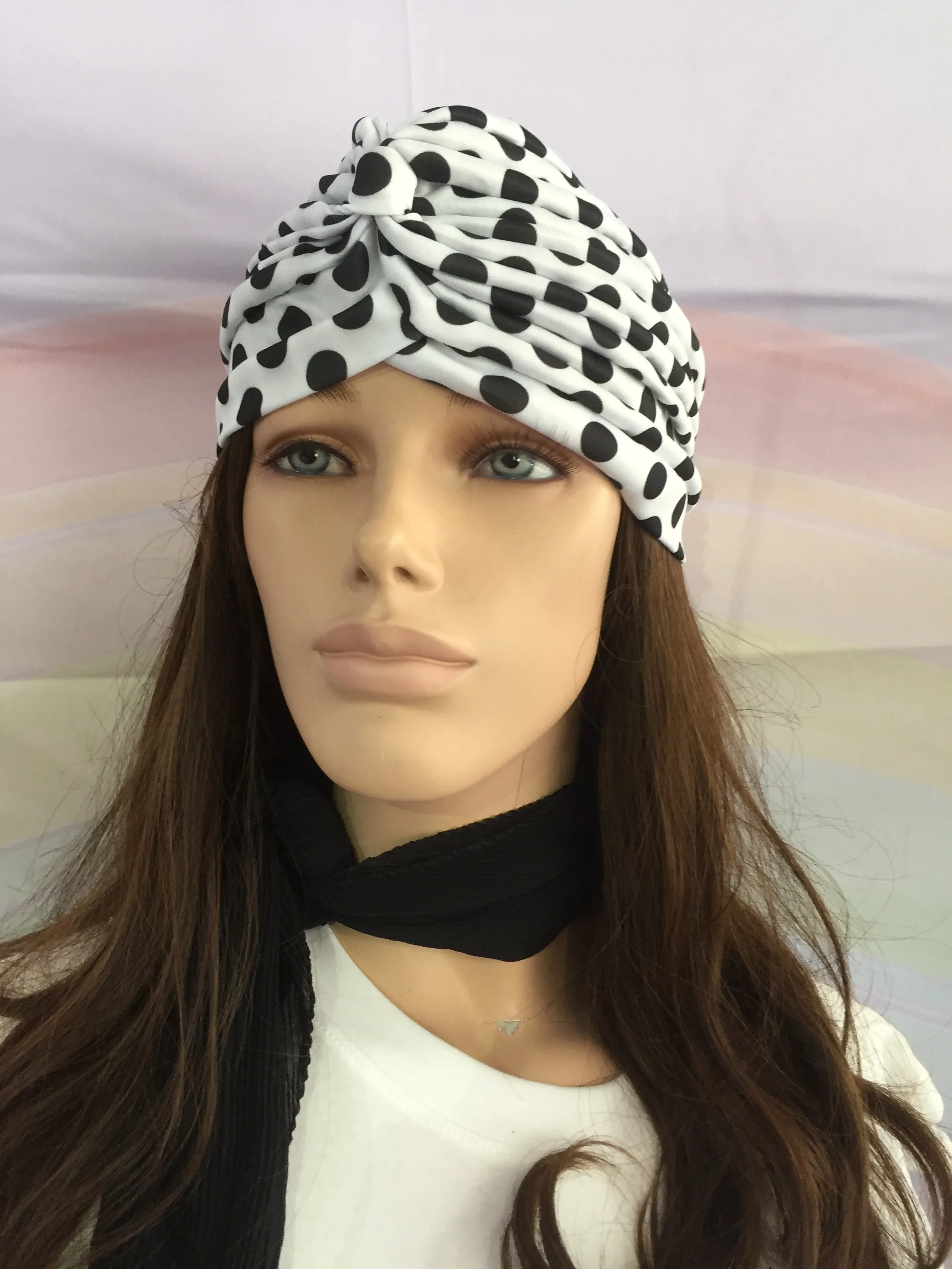 White Polka Dot Turban