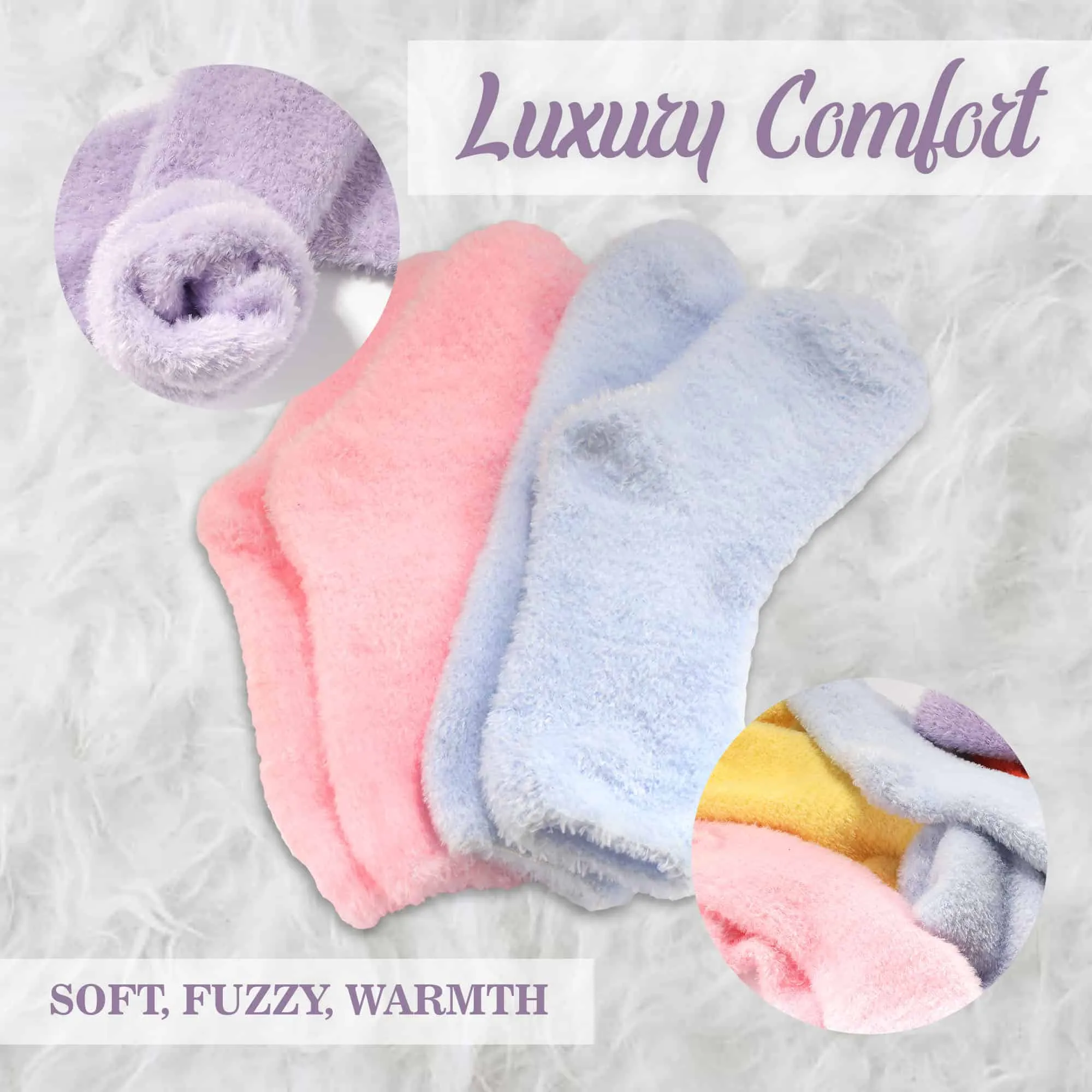 Women's Fuzzy Soft Pastel Colored Socks