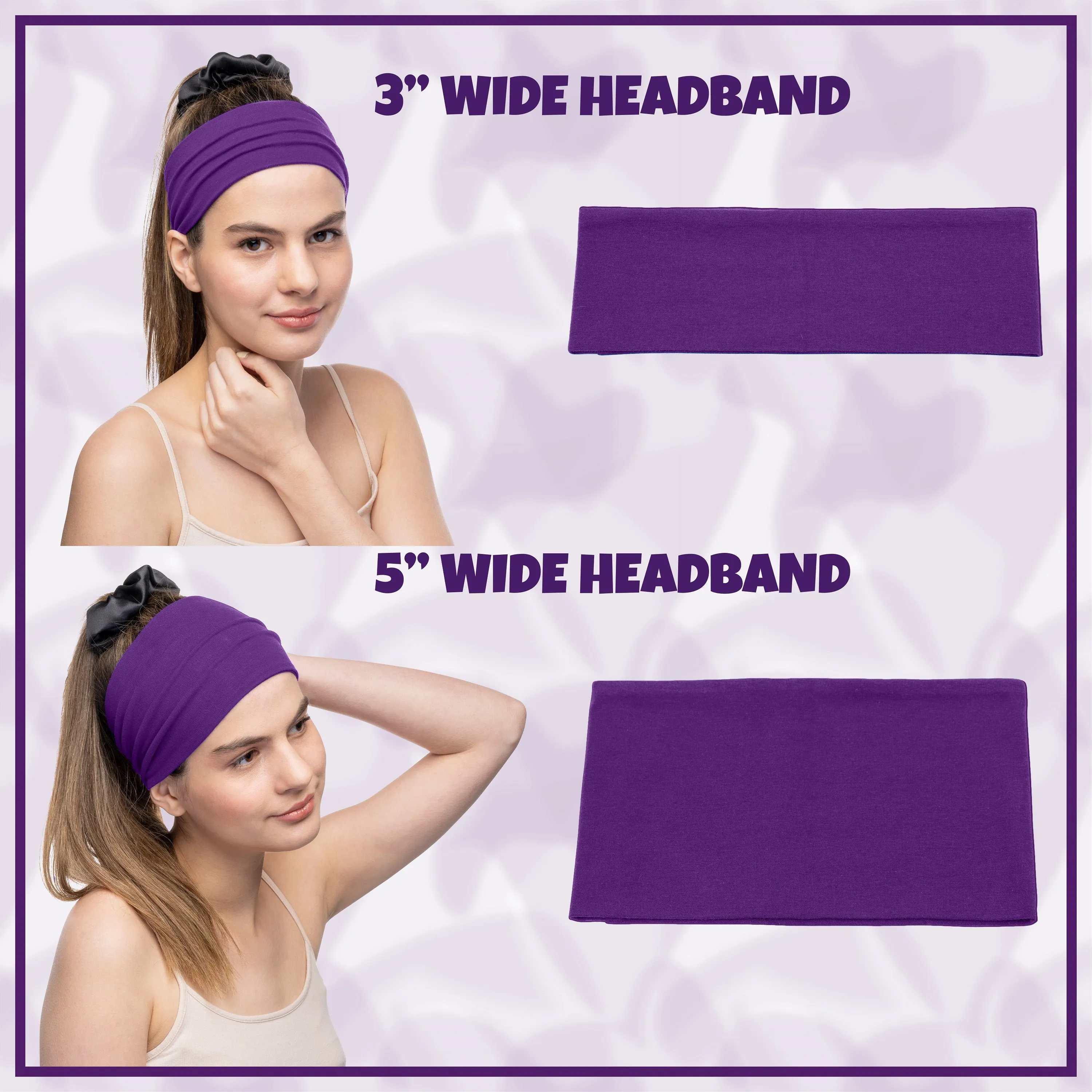 Women's Headbands Cotton Jersey 5" Wide Yoga Fitness Fashion Made in the USA Magenta