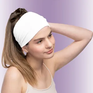 Women's Headbands Cotton Jersey 5" Wide Yoga Fitness Fashion Made in the USA White